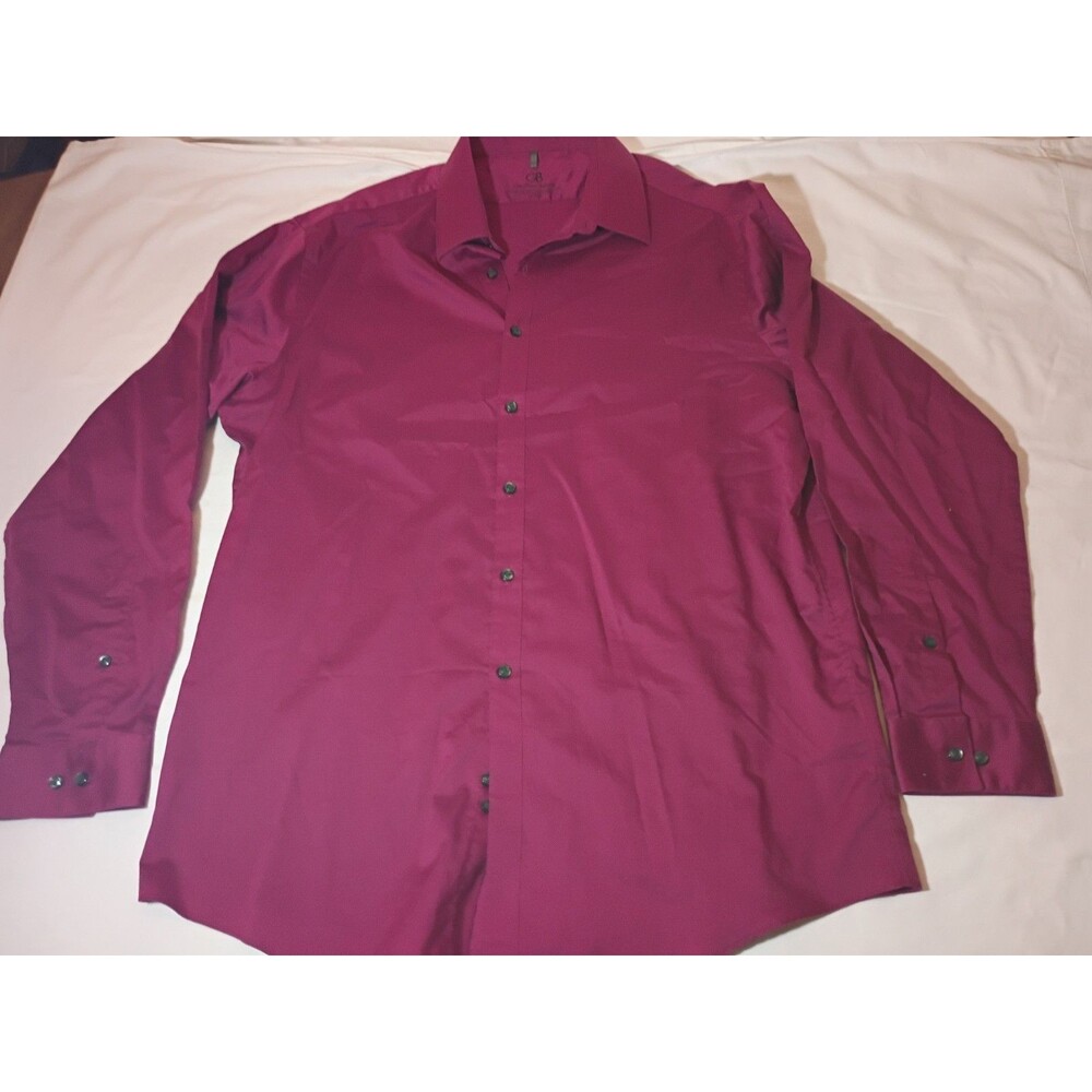 Geoffrey Bean Magenta Colored Men's Dress Shirt Size 17 Neck 34/35 Slim Fit